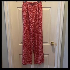 SHEIN Red Patterned Wide Leg Pants